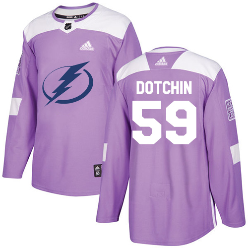 Adidas Lightning #59 Jake Dotchin Purple Authentic Fights Cancer Stitched NHL Jersey